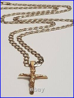 9ct Gold Curb Chain 22 And 9ct Gold Cross Lovely Items Both Stamped (not Scrap)