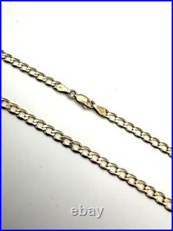 9ct Gold Curb Chain 9K Gold 20 Inch Mens Curb Chain 4mm Heavy Gents Curb Chain