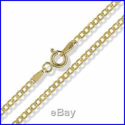 9ct Gold Curb Chain Diamond Cut Yellow Solid D/c Link Pendant Necklace Gift Box