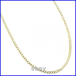 9ct Gold Curb Chain Fine Solid Links Ladies 1.5mm Wide 24 22 20 18 16