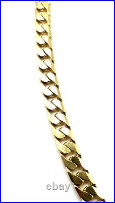 9ct Gold Curb Chain Heavy Solid Gold Curb Chain 22 Inch Men's Curb Chain For Him