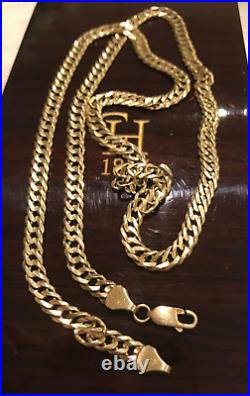 9ct Gold Curb Chain Solid Gold Chain 22 Inch Long 19.3 grams Vintage, 5mm wide