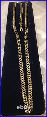 9ct Gold Curb Chain Solid Gold Chain 22 Inch Long 19.3 grams Vintage, 5mm wide