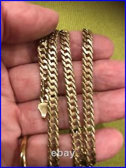 9ct Gold Curb Chain Solid Gold Chain 22 Inch Long 19.3 grams Vintage, 5mm wide