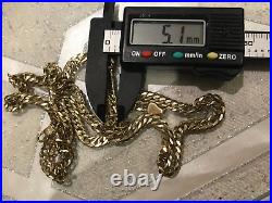 9ct Gold Curb Chain Solid Gold Chain 22 Inch Long 19.3 grams Vintage, 5mm wide