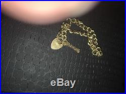 9ct Gold Curb Link Bracelet with Heart Padlock & Saftey Chain