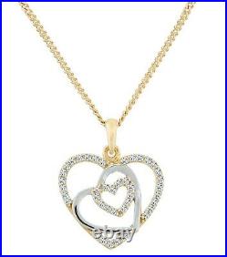 9ct Gold Diamond Heart Pendant Necklace + 18 inch Chain
