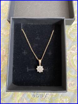 9ct Gold Diamond Necklace 19 (4.34 Grams /1cm Pendant)