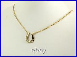 9ct Gold Diamond Necklace Pendant Chain Horseshoe Hallmarked 18.5'' gift box
