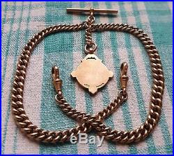 9ct Gold, Double Albert Chain & uninscribed 9ct Gold Fob Medal, 30 grams