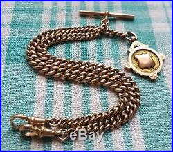 9ct Gold, Double Albert Chain & uninscribed 9ct Gold Fob Medal, 30 grams
