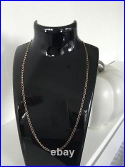 9ct Gold Elongated Flat Curb Link Necklace Excellent Length At 46cm -FREEPOST