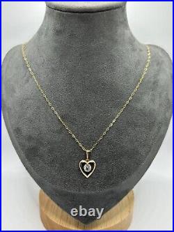 9ct Gold Fancy Link Chain Necklace & 9ct Gold Heart Pendant Hallmarked 375