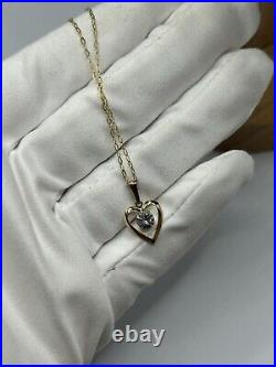 9ct Gold Fancy Link Chain Necklace & 9ct Gold Heart Pendant Hallmarked 375