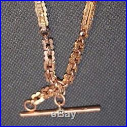 9ct Gold Fancy Link Watch Chain with Double Swivel 13.5 Long 12.7G Weight