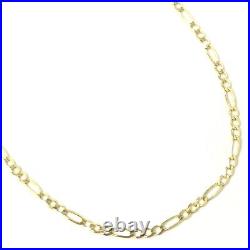 9ct Gold Figaro Chain Solid Links Ladies 1.8mm Wide 24 22 20 18 16