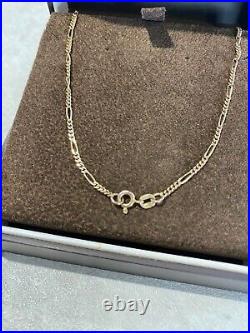 9ct Gold Figaro Necklace rare beautiful chain 15 inches gift classic italian