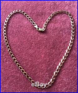 9ct Gold Flat Curb Link Chain Choker Necklace Hallmarked 5.2g Approx 14