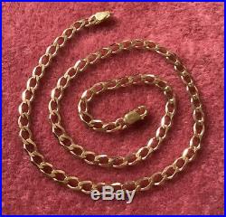 9ct Gold Flat Curb Link Chain Choker Necklace Hallmarked 5.2g Approx 14