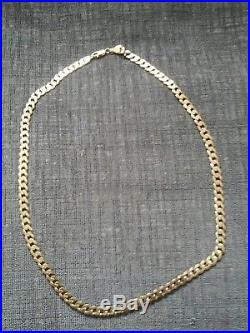 9ct Gold Flat Hammered Curb Chain Necklace 20 inch, 16 grams
