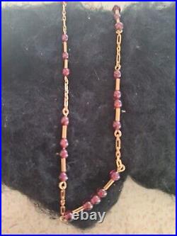 9ct Gold Garnet Long Necklace