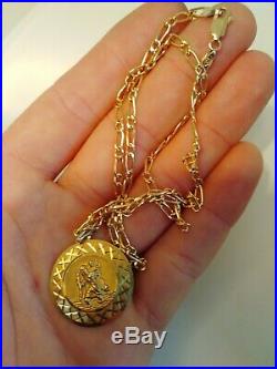 9ct Gold Georg Jenson St Christopher Pendant On Fancy Link Chain