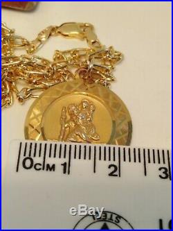 9ct Gold Georg Jenson St Christopher Pendant On Fancy Link Chain