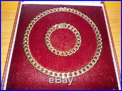 9ct Gold Hallmarked Chain Necklace And Bracelet Set 148 grams in fitted case