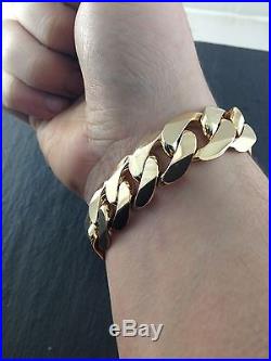 9ct Gold Heavy Curb link bracelet 98.6 grams New