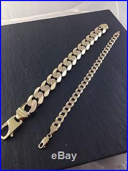 9ct Gold Heavy Curb link bracelet 98.6 grams New