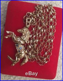 9ct Gold Horse Pendant On A Belcher chain 22