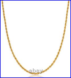 9ct Gold Ladies Rope Chain Necklace 16 inch 2mm Width UK Hallmarked