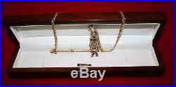 9ct Gold Large Clown Moveable pendant with Gemstone's On 24 Curb Chain
