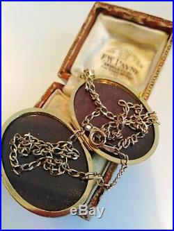 9ct Gold Large Photo Locket And Curb Chain