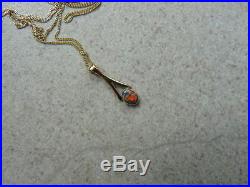 9ct Gold Lightning Ridge Black Opal Pendant And Chain
