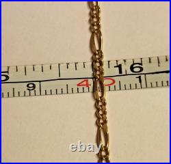 9ct Gold Long 20 Necklace Figaro Chain. 4.27 Grams Hallmarked