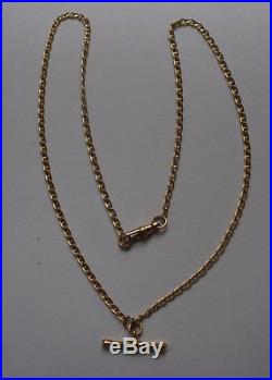 9ct Gold Mariner Link Chain Necklace & T-Bar & Albert Watch Clasp Fob 3.39g 19