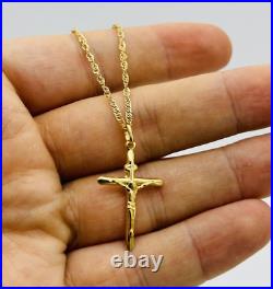 9ct Gold Medium Crucifix Cross Pendant Necklace 18 Chain NEW 375 HALLMARKED