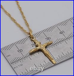 9ct Gold Medium Crucifix Cross Pendant Necklace 18 Chain NEW 375 HALLMARKED