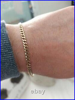 9ct Gold Mens Flat Vintage Curb Bracelet