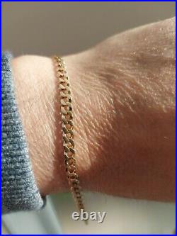9ct Gold Mens Flat Vintage Curb Bracelet