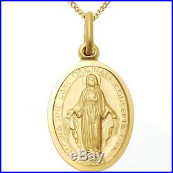 9ct Gold Miraculous Mary Medal Pendant Necklace With 18 Chain Madonna Medal