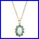 9ct Gold Natural Opal & Emerald Cluster Pendant NECKLACE 18 Chain Solid 9K NEW