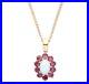 9ct Gold Natural Opal & Ruby Cluster Pendant NECKLACE 18 Chain Solid 9K NEW