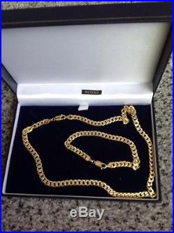9ct Gold Neck & Matching Bracelet Diamond Cut Curb Chain 27.75 Grams. New