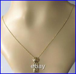 9ct Gold Necklace 9ct Gold Abstract Drop Dangle Pendant & 9ct Gold Chain
