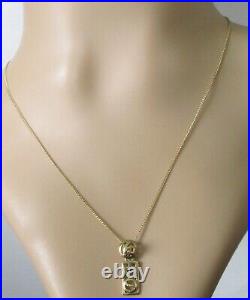 9ct Gold Necklace 9ct Gold Abstract Drop Dangle Pendant & 9ct Gold Chain
