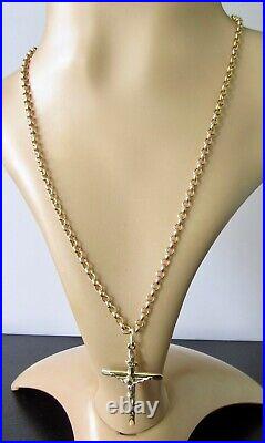 9ct Gold Necklace 9ct Gold Hollow Crucifix Cross Pendant & Gold Belcher Chain