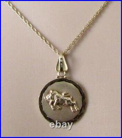 9ct Gold Necklace 9ct Gold Taurus Zodiac Sign Bull Round Pendant & Gold Chain