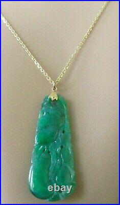 9ct Gold Necklace 9ct Yellow Gold Jade Pendant & Chain
